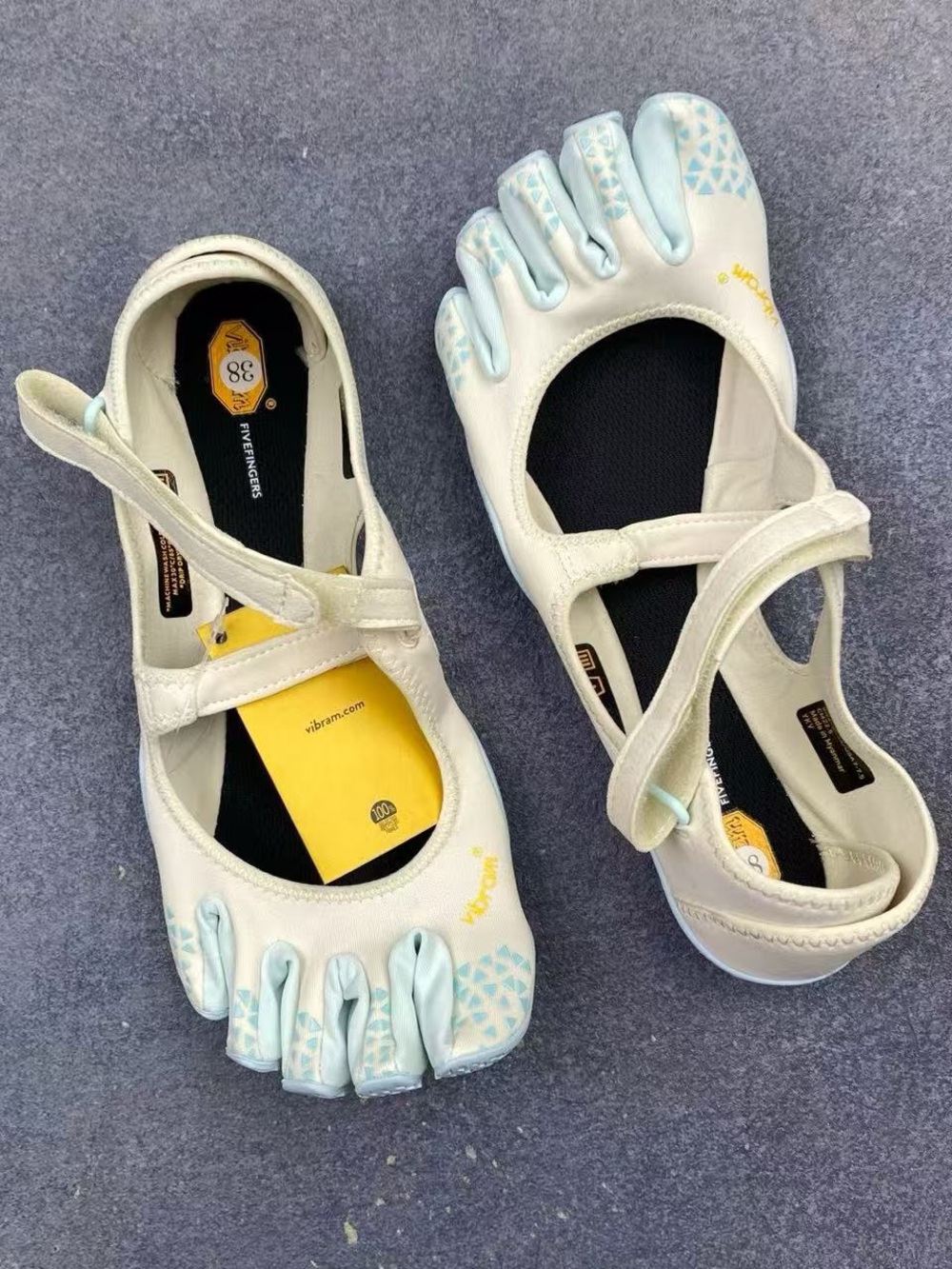 Vibram FiveFingers Mary Jane Flats in Cream and Light Blue